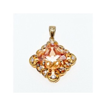 925 Sterling Silver Gold Plated Heliodor & CZ Pendant