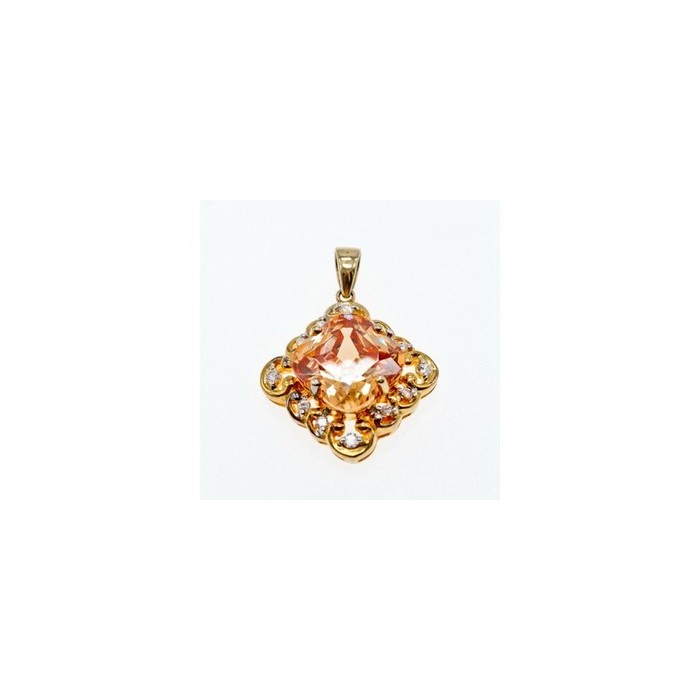925 Sterling Silver Gold Plated Heliodor & CZ Pendant