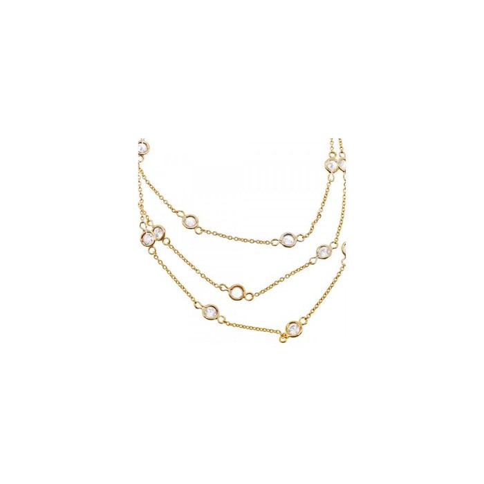 925 STERLING SILVER GOLD PLATED CZ NECKLACE
