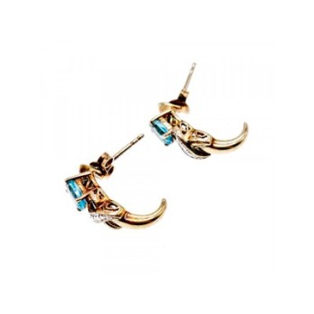 925 Sterling Silver Gold Plated Topaz Stud Earrings