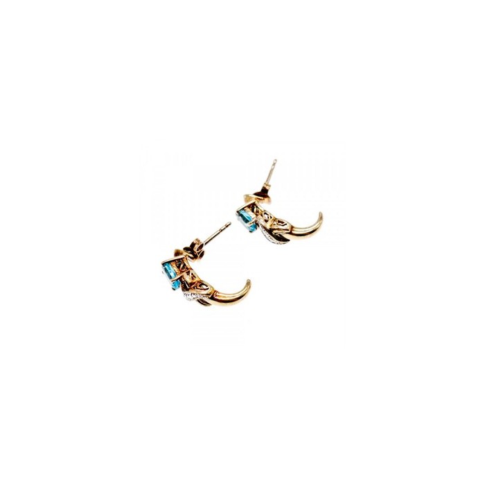 925 Sterling Silver Gold Plated Topaz Stud Earrings