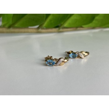 925 Sterling Silver Gold Plated Topaz Stud Earrings