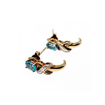 925 Sterling Silver Gold Plated Topaz Stud Earrings