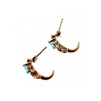 925 Sterling Silver Gold Plated Topaz Stud Earrings