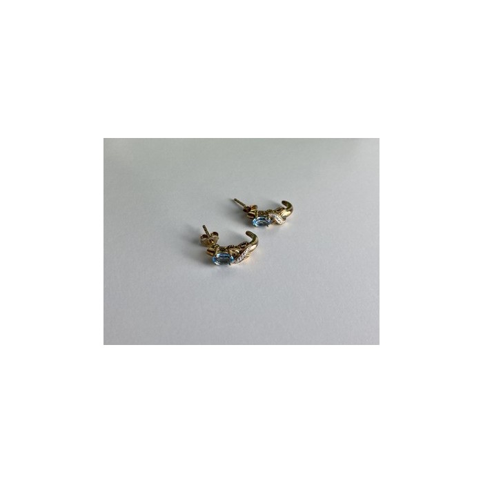925 Sterling Silver Gold Plated Topaz Stud Earrings