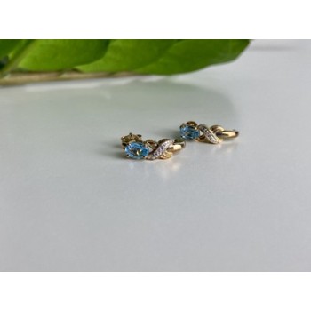 925 Sterling Silver Gold Plated Topaz Stud Earrings