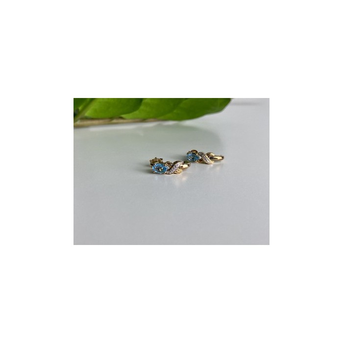 925 Sterling Silver Gold Plated Topaz Stud Earrings