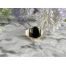 925 Sterling Silver Gold Plated Black Jade, Mother Of Pearl & CZ Ring Size 7
