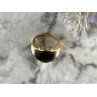 925 Sterling Silver Gold Plated Black Jade, Mother Of Pearl & CZ Ring Size 7