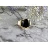 925 Sterling Silver Gold Plated Black Jade, Mother Of Pearl & CZ Ring Size 7