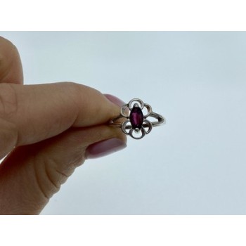 925 Sterling Silver Almandine Ring Size 5.5