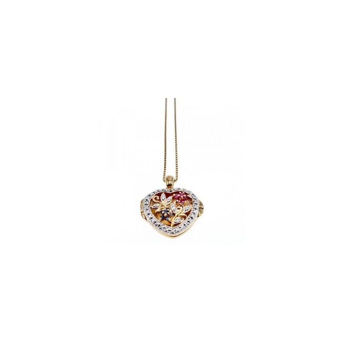 925 Sterling Silver Gold Plated Sapphire & Ruby Chain with Pendant