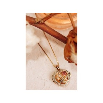 925 Sterling Silver Gold Plated Sapphire & Ruby Chain with Pendant