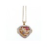 925 Sterling Silver Gold Plated Sapphire & Ruby Chain with Pendant