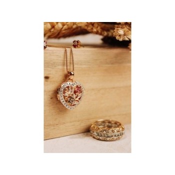 925 Sterling Silver Gold Plated Sapphire & Ruby Chain with Pendant