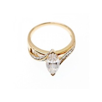 925 Sterling Silver Gold Plated CZ Ring Size 10.5
