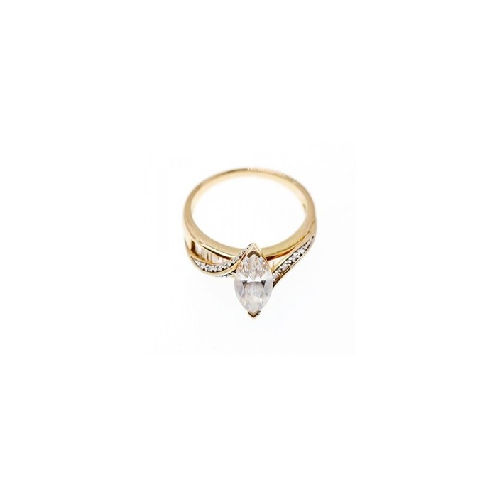 925 Sterling Silver Gold Plated CZ Ring Size 10.5
