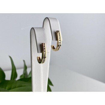 10K YELLOW GOLD WHITE SAPPHIRES CLASSIC STUD EARRINGS