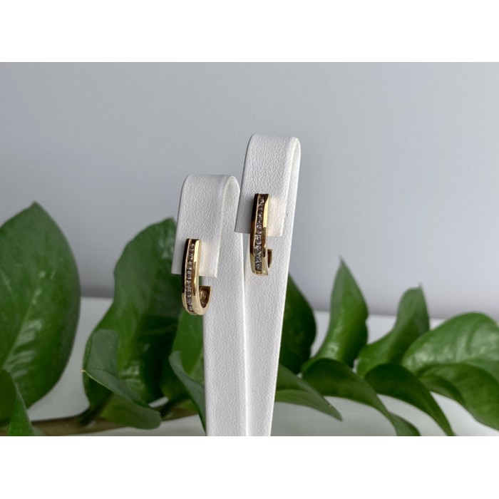 10K YELLOW GOLD WHITE SAPPHIRES CLASSIC STUD EARRINGS