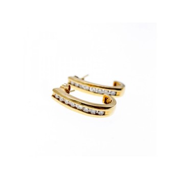 10K YELLOW GOLD WHITE SAPPHIRES CLASSIC STUD EARRINGS