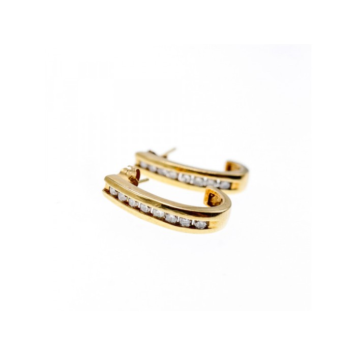 10K YELLOW GOLD WHITE SAPPHIRES CLASSIC STUD EARRINGS