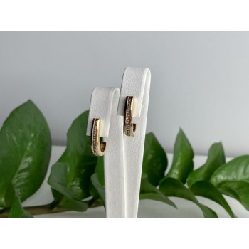 10K YELLOW GOLD WHITE SAPPHIRES CLASSIC STUD EARRINGS