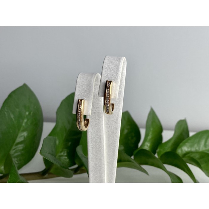 10K YELLOW GOLD WHITE SAPPHIRES CLASSIC STUD EARRINGS