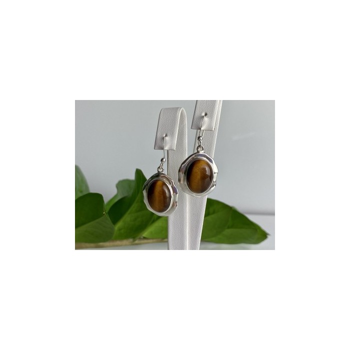 925 Sterling Silver Tiger's Eye Earrings