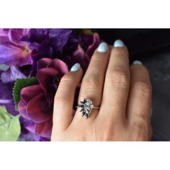 925 Sterling Silver Dark Blue Spinel & CZ Ring Size 6.5