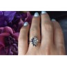 925 Sterling Silver Dark Blue Spinel & CZ Ring Size 6.5