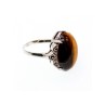 Vintage 925 Sterling Silver Tiger's Eye & Marcasites Ring Size 6.5