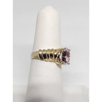 10K YELLOW GOLD & MORGANITE RING  SIZE 5
