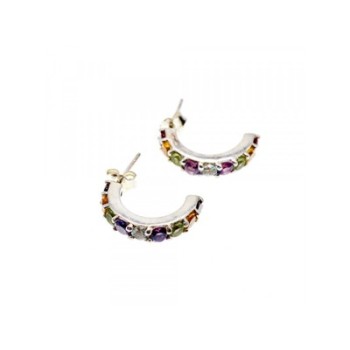 925 Sterling Silver Multi Gemstones Earrings