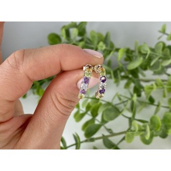 925 Sterling Silver Multi Gemstones Earrings