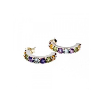 925 Sterling Silver Multi Gemstones Earrings