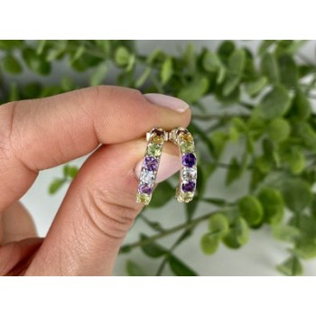 925 Sterling Silver Multi Gemstones Earrings