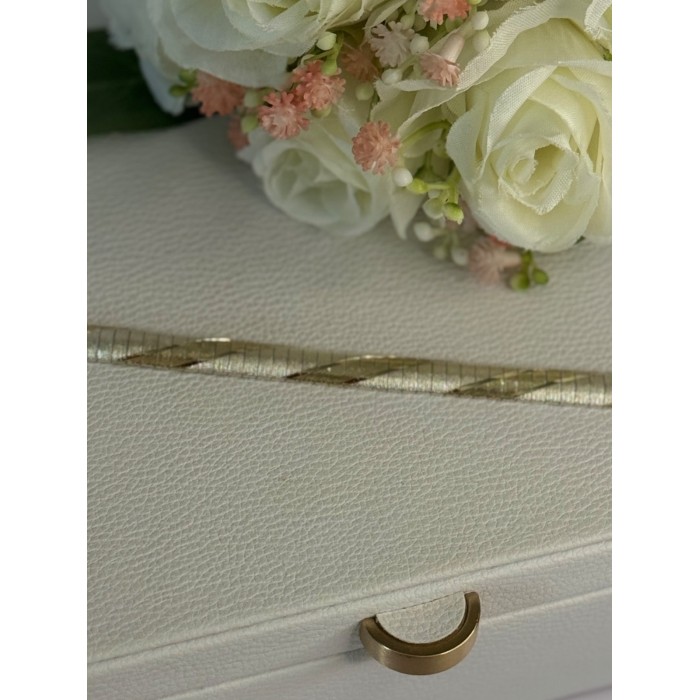 Classy 925 Sterling Silver Italy Gold Plated Part Bracelet Length 7.5 Inch