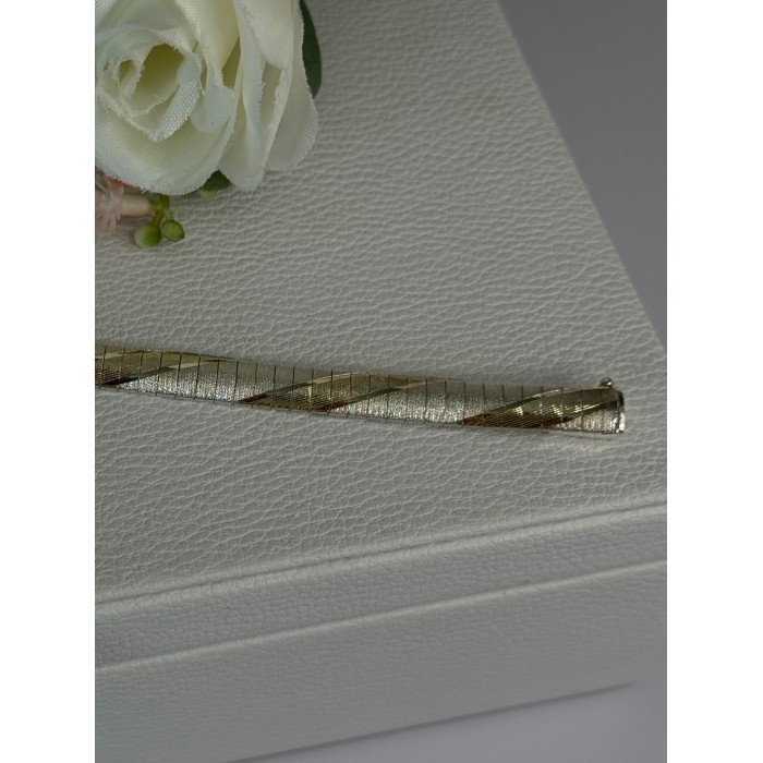 Classy 925 Sterling Silver Italy Gold Plated Part Bracelet Length 7.5 Inch