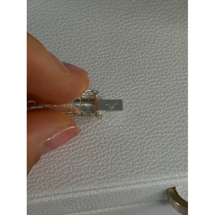 Classy 925 Sterling Silver Italy Gold Plated Part Bracelet Length 7.5 Inch