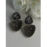 Aesthetic 925 Sterling Silver Marcasite & CZ Earrings Length 1.45 Inch