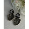 Aesthetic 925 Sterling Silver Marcasite & CZ Earrings Length 1.45 Inch