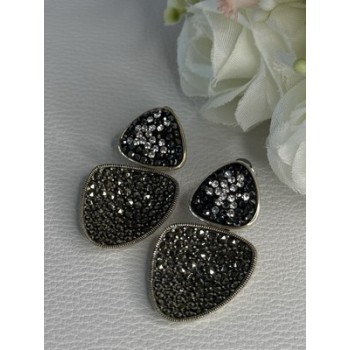 Aesthetic 925 Sterling Silver Marcasite & CZ Earrings Length 1.45 Inch