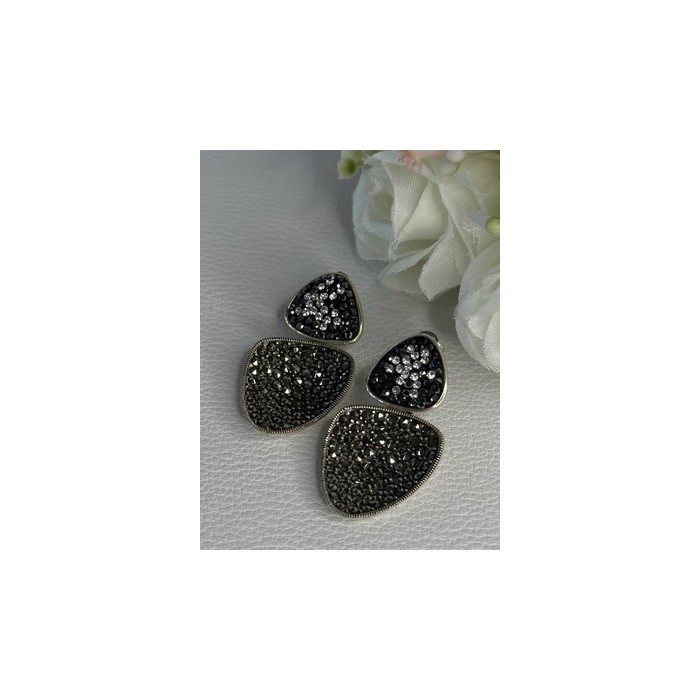 Aesthetic 925 Sterling Silver Marcasite & CZ Earrings Length 1.45 Inch