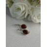 925 Sterling Silver Carnelian Earrings Length 0.70 Inch