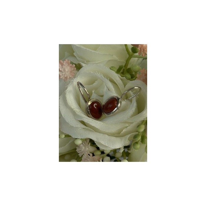 925 Sterling Silver Carnelian Earrings Length 0.70 Inch