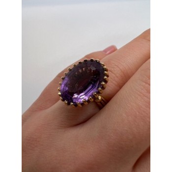 14K YELLOW GOLD & AMETHYST RING  SIZE 5.5