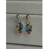 Vintage 925 Sterling Silver Turquoise & Carnelian Earrings Length 0.70 Inch