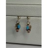 Vintage 925 Sterling Silver Turquoise & Carnelian Earrings Length 0.70 Inch