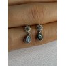 925 Sterling Silver Abalone & Marcasite Earrings Length 0.60 Inch