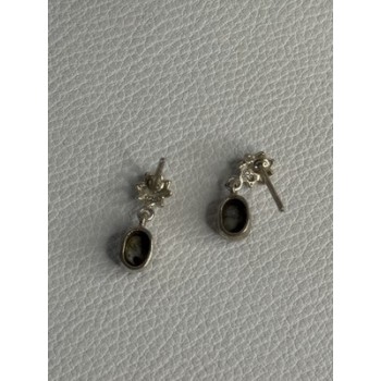 925 Sterling Silver Abalone & Marcasite Earrings Length 0.60 Inch